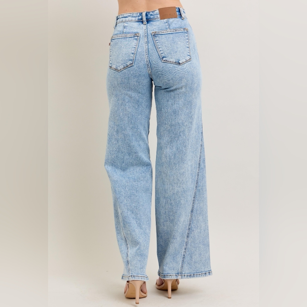 Judy Blue High-Rise Boyfriend Jeans Ultra Wide Leg Panel Relaxed 90s Denim Pants - Picture 4 of 16